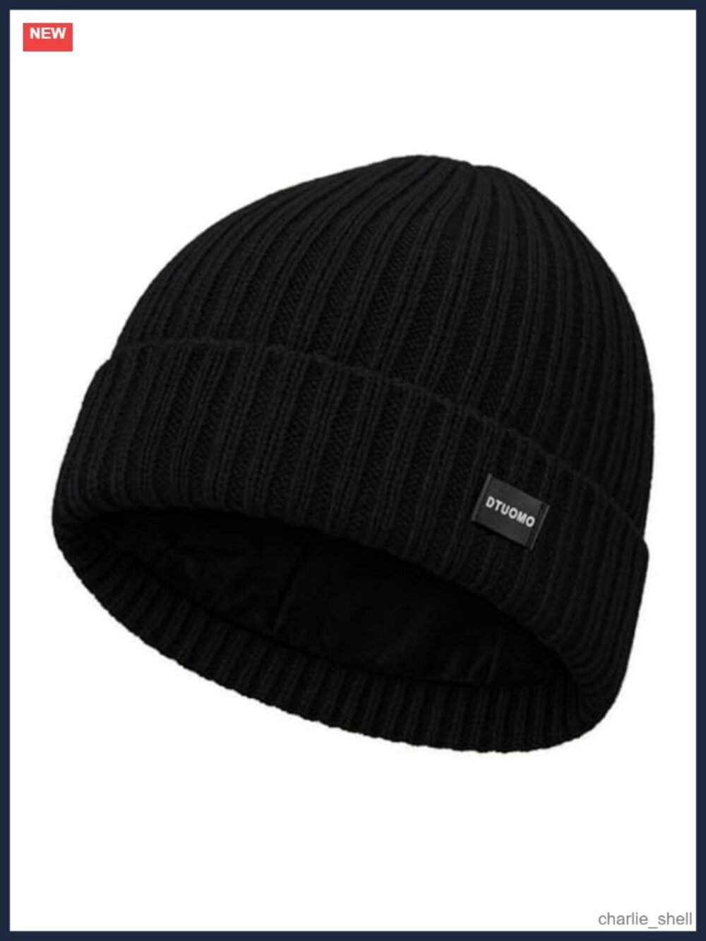 Merino Wool Fleece Lined Beanie Cuffed Knit Winter Ski Hat